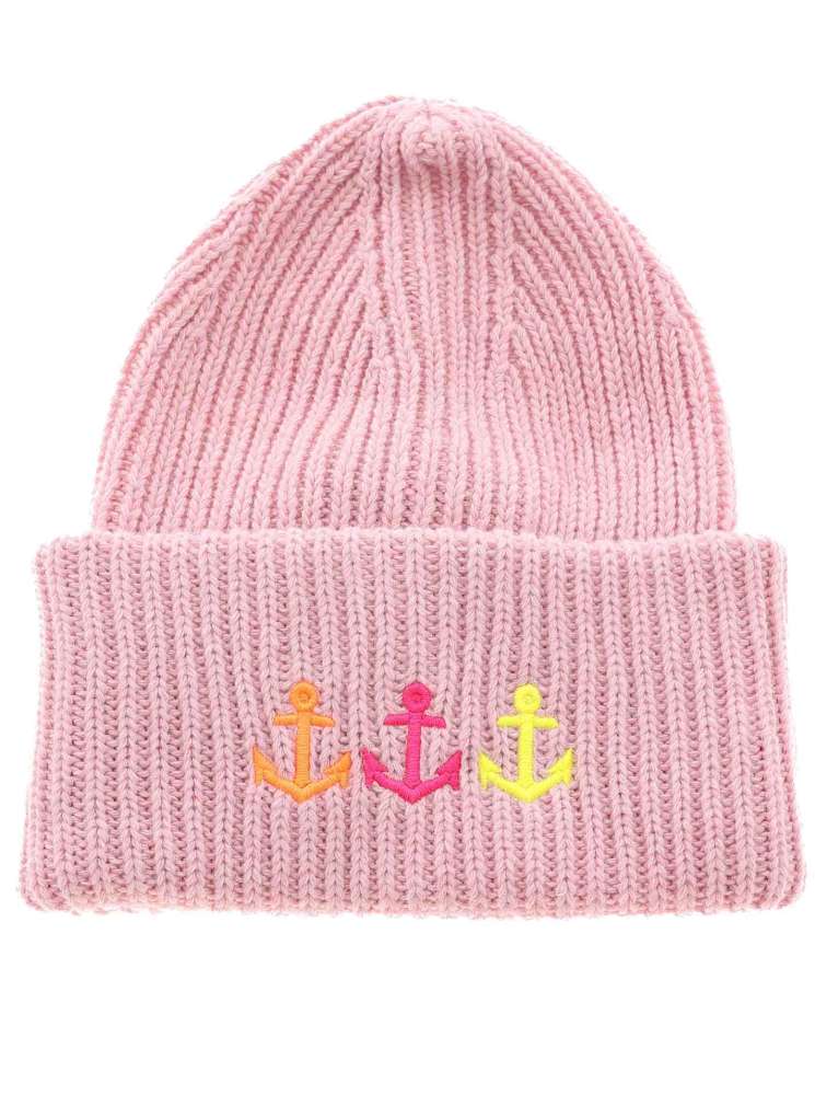 💕 Zwillingsherz Mütze "Drei Anker" Kaschmir Wolle Viskose nachhaltig Rosa