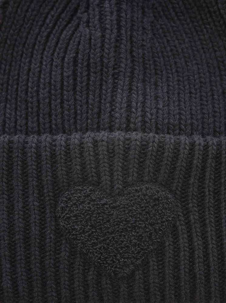 💕 Zwillingsherz Mütze "Herzchen" Kaschmir Wolle Viskose nachhaltig Schwarz