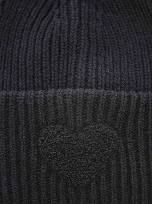 💕 Zwillingsherz Mütze "Herzchen" Kaschmir Wolle Viskose nachhaltig Schwarz