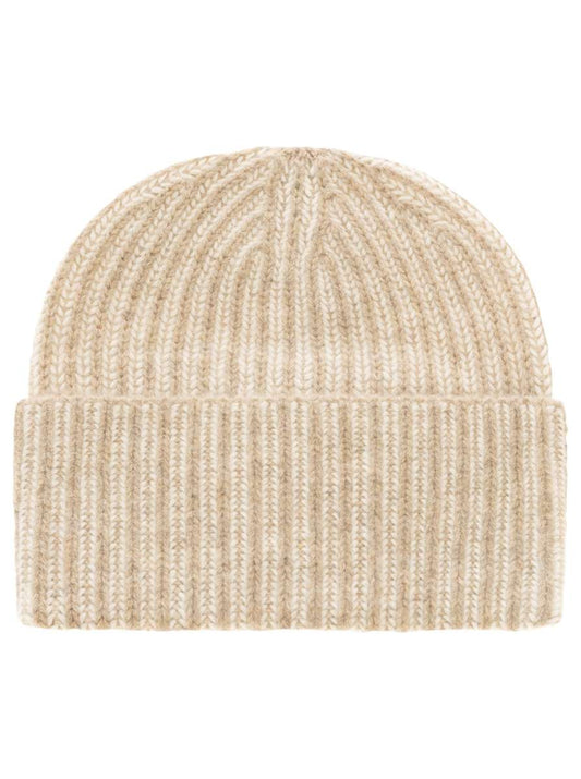 💕 Zwillingsherz Grobstrick Mütze "Two Tone" 100 % Kaschmir Beige