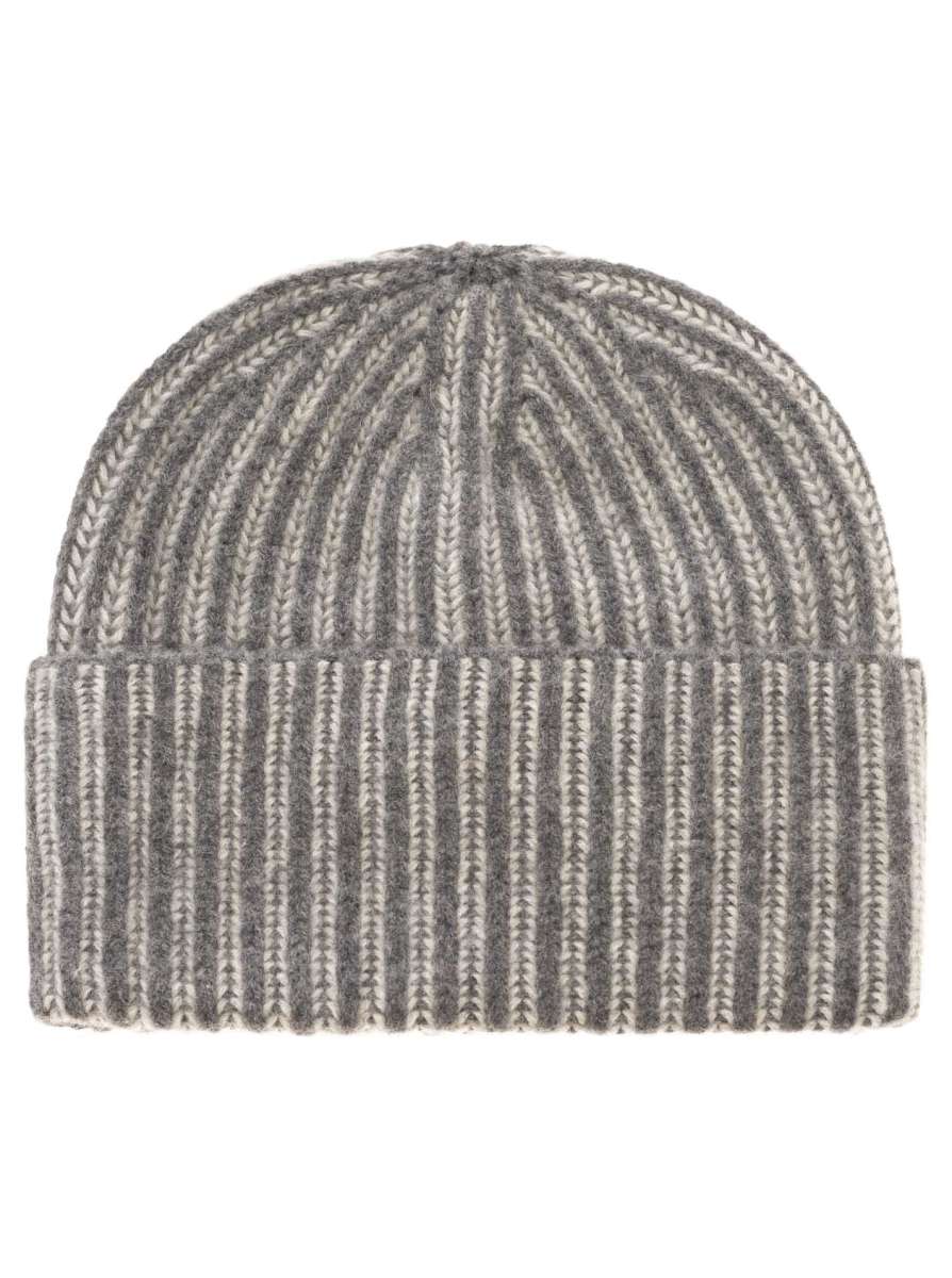 💕 Zwillingsherz Grobstrick Mütze "Two Tone" 100 % Kaschmir Grau