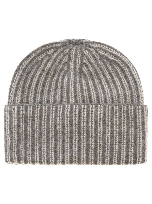 💕 Zwillingsherz Grobstrick Mütze "Two Tone" 100 % Kaschmir Grau