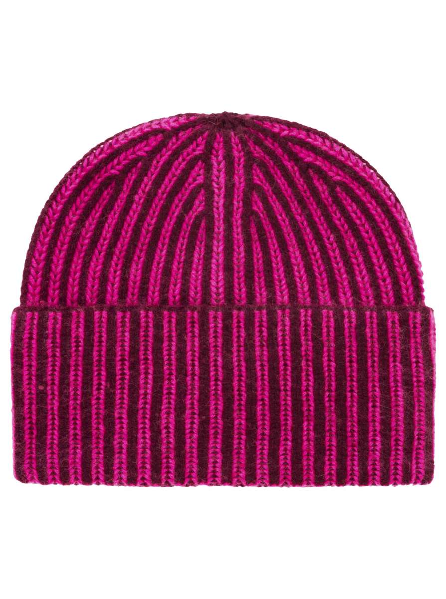 💕 Zwillingsherz Grobstrick Mütze "Two Tone" 100 % Kaschmir PInk