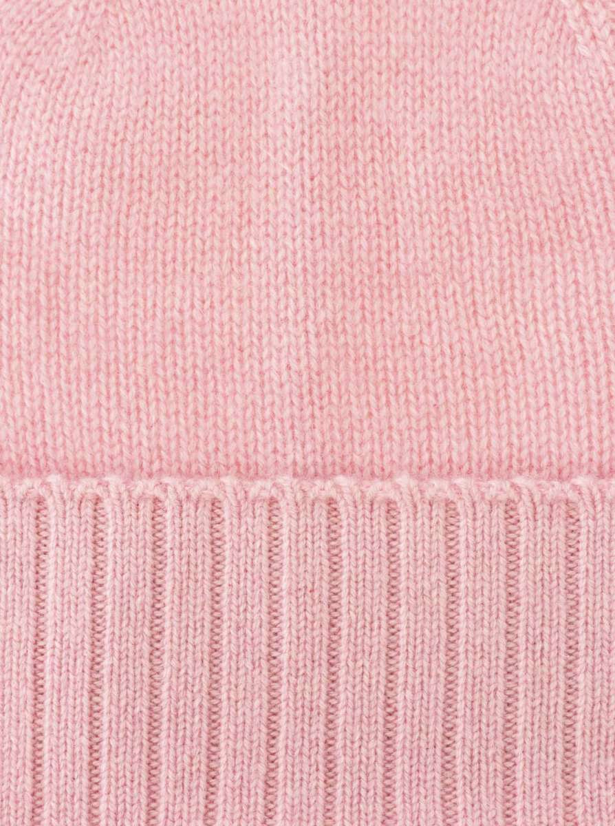 💕 Zwillingsherz Mütze "Gerippter Umschlag" 100 % Kaschmir Altrosa NEU