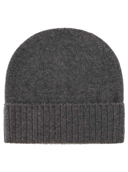 💕 Zwillingsherz Mütze "Gerippter Umschlag" 100 % Kaschmir Anthrazit