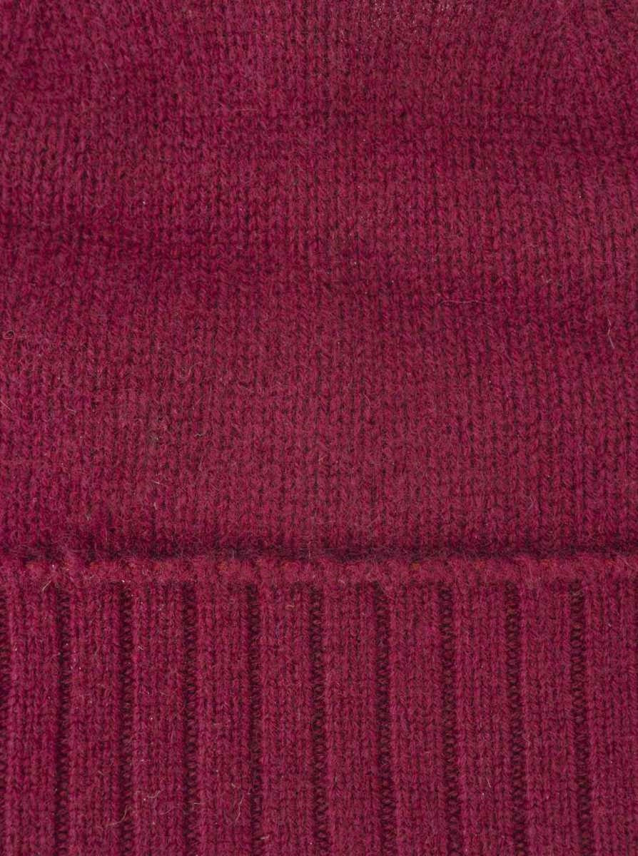 💕 Zwillingsherz Mütze "Gerippter Umschlag" 100 % Kaschmir Bordeaux