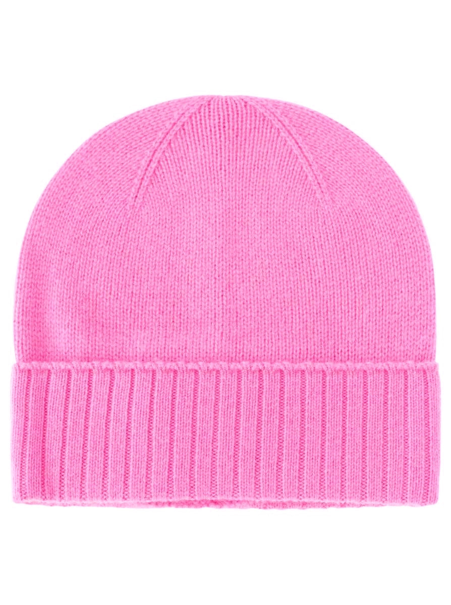 💕 Zwillingsherz Mütze "Gerippter Umschlag" 100 % Kaschmir Bubblegum