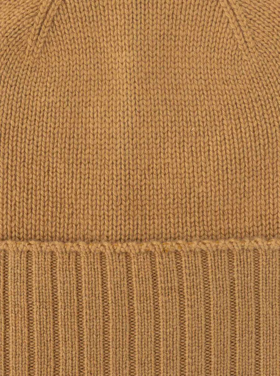 💕 Zwillingsherz Mütze "Gerippter Umschlag" 100 % Kaschmir Camel