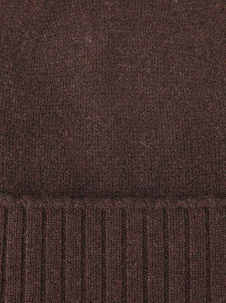 💕 Zwillingsherz Mütze "Gerippter Umschlag" 100 % Kaschmir Braun NEU