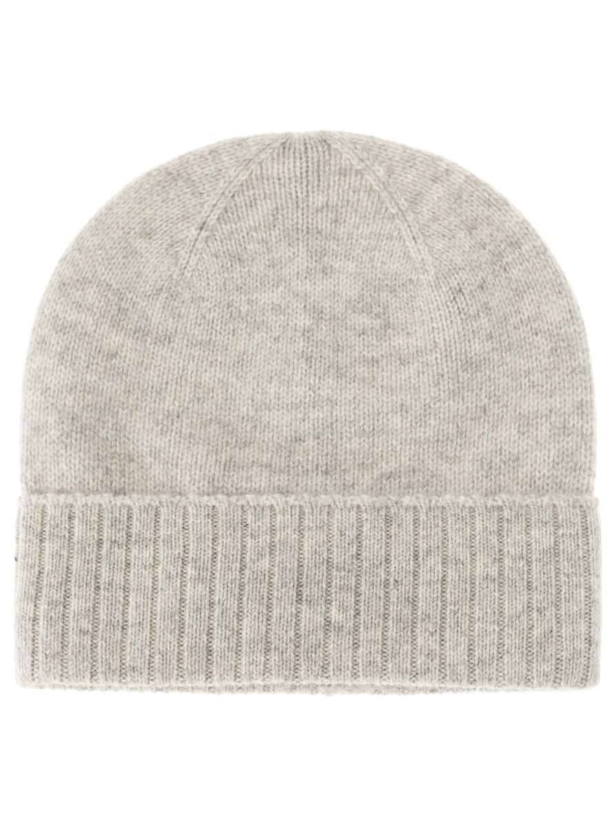 💕 Zwillingsherz Mütze "Gerippter Umschlag" 100 % Kaschmir Hellgrau