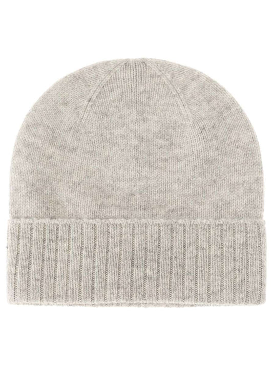 💕 Zwillingsherz Mütze "Gerippter Umschlag" 100 % Kaschmir Hellgrau