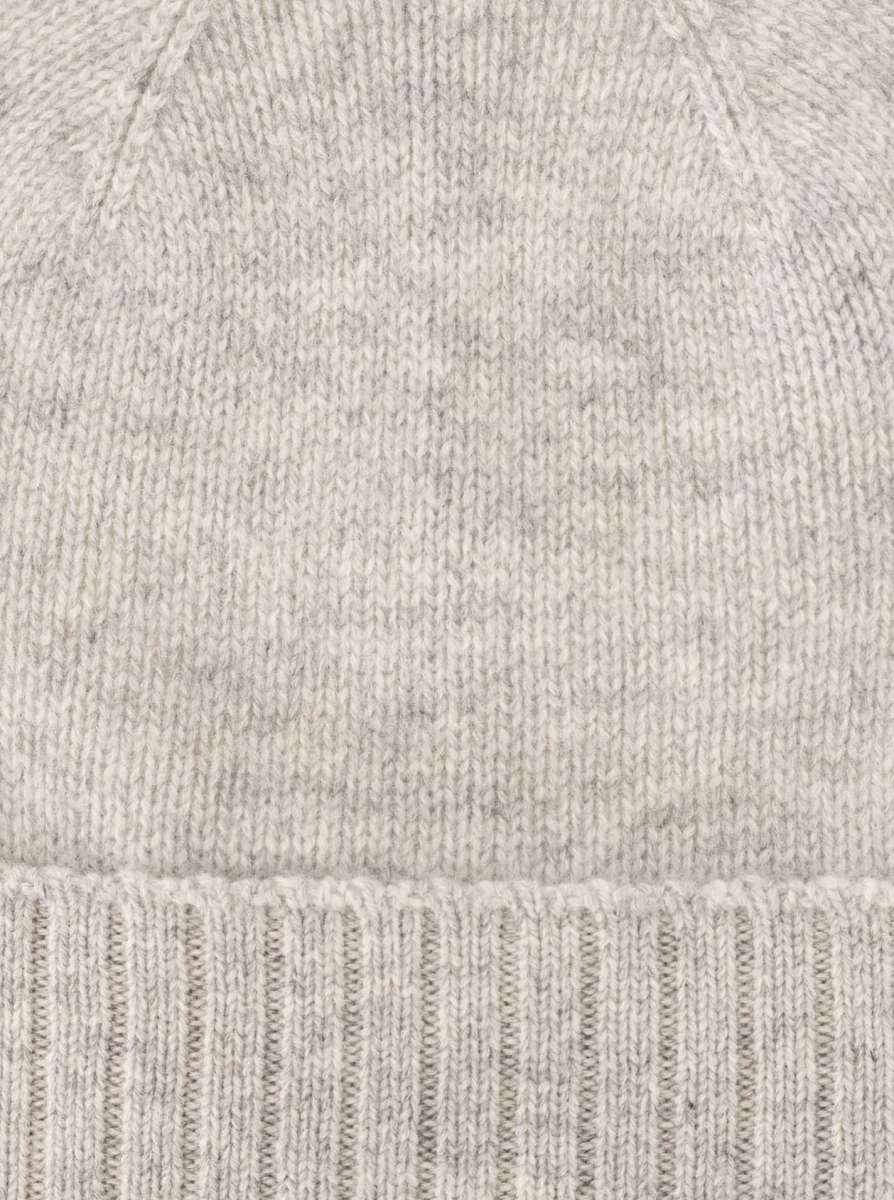 💕 Zwillingsherz Mütze "Gerippter Umschlag" 100 % Kaschmir Hellgrau