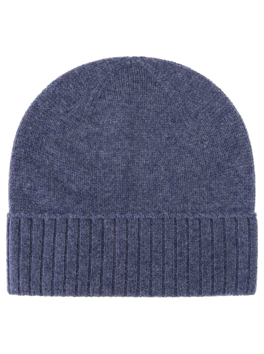 💕 Zwillingsherz Mütze "Gerippter Umschlag" 100 % Kaschmir Jeansblau