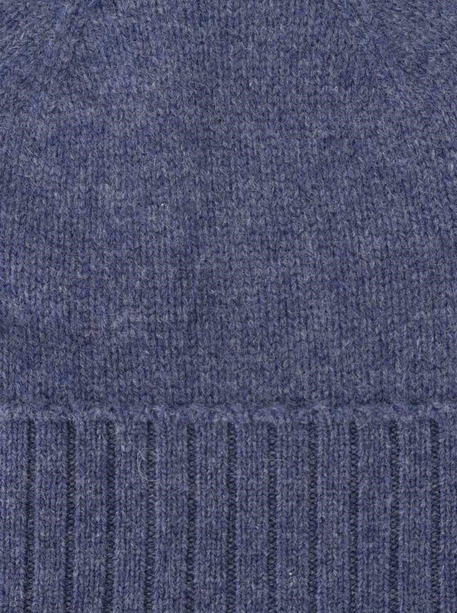 💕 Zwillingsherz Mütze "Gerippter Umschlag" 100 % Kaschmir Jeansblau