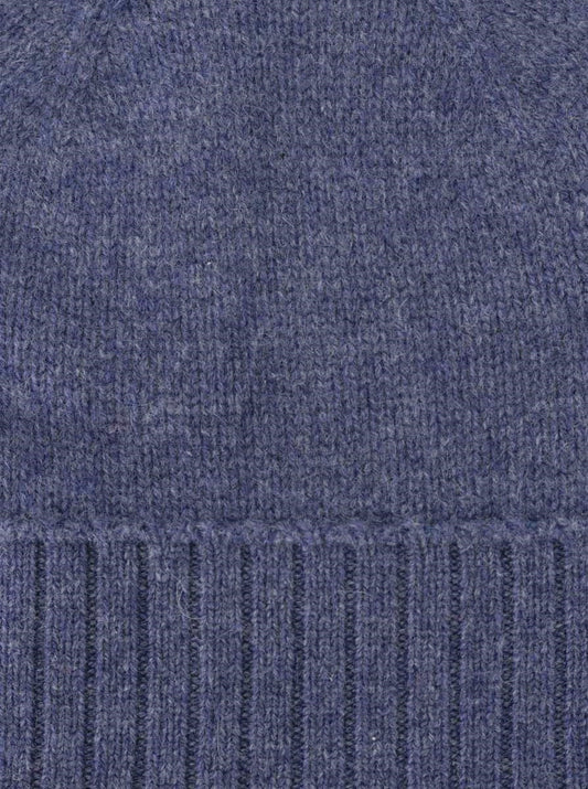 💕 Zwillingsherz Mütze "Gerippter Umschlag" 100 % Kaschmir Jeansblau