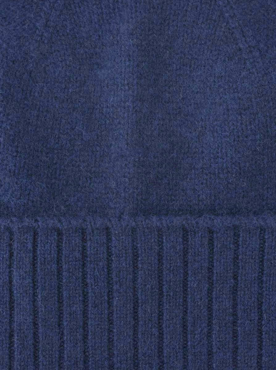 💕 Zwillingsherz Mütze "Gerippter Umschlag" 100 % Kaschmir Navy