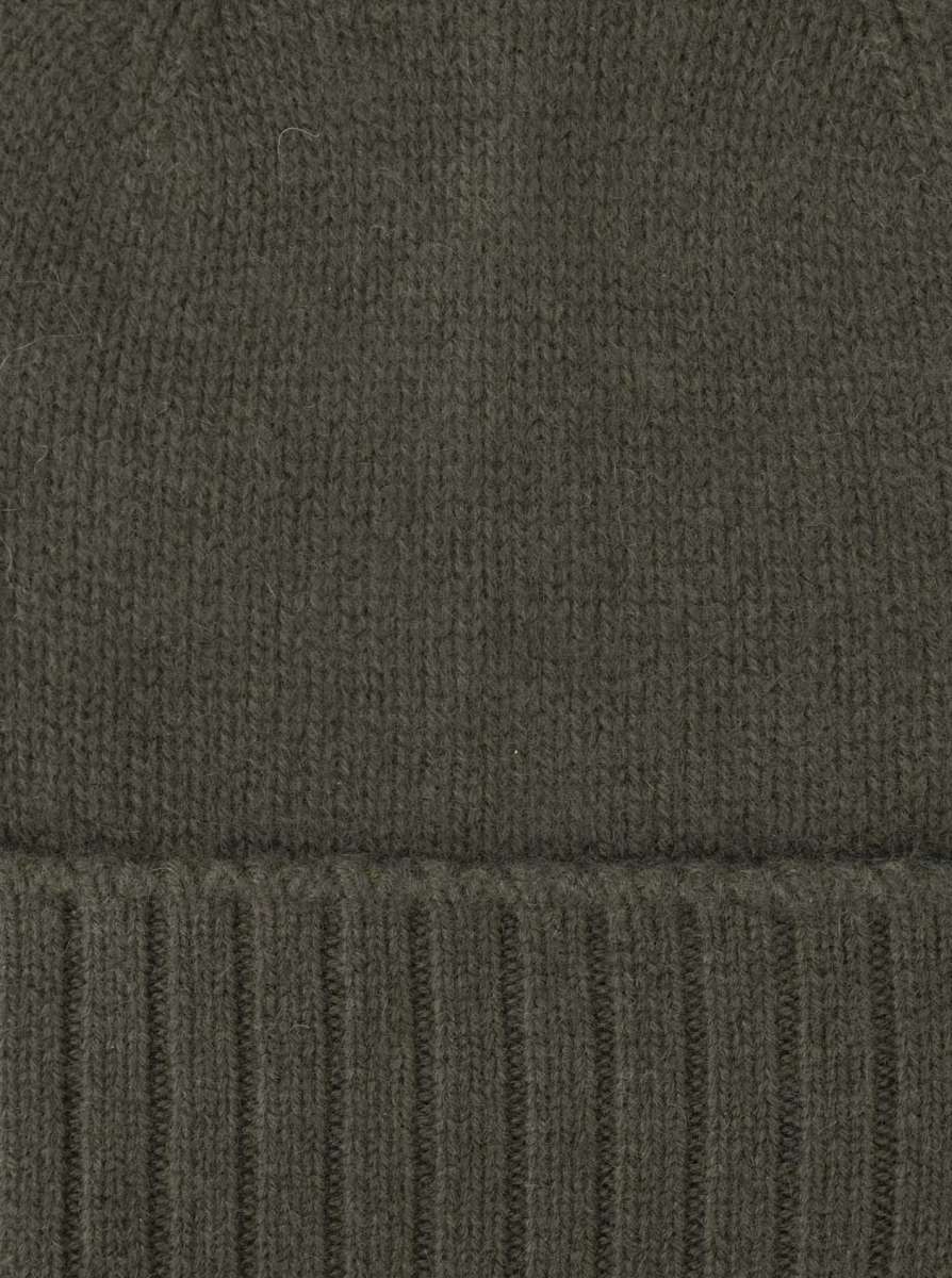 💕 Zwillingsherz Mütze "Gerippter Umschlag" 100 % Kaschmir Olive