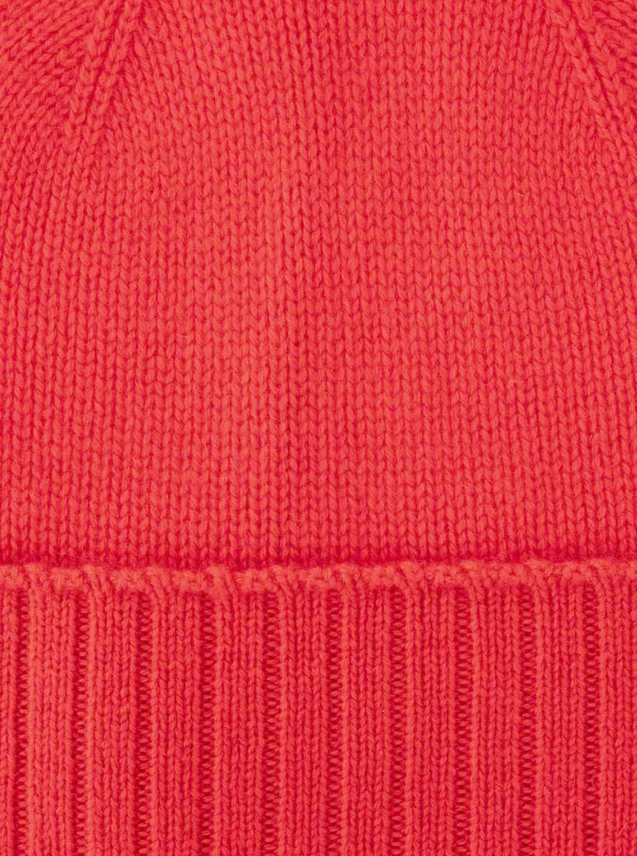 💕 Zwillingsherz Mütze "Gerippter Umschlag" 100 % Kaschmir Rot