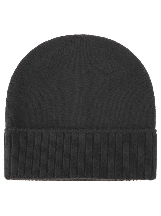💕 Zwillingsherz Mütze "Gerippter Umschlag" 100 % Kaschmir Schwarz