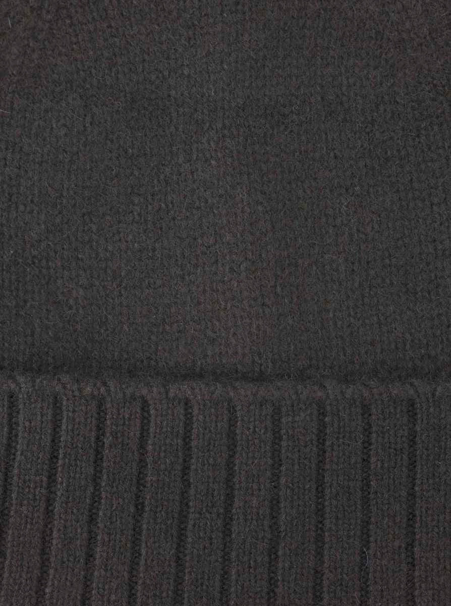 💕 Zwillingsherz Mütze "Gerippter Umschlag" 100 % Kaschmir Schwarz