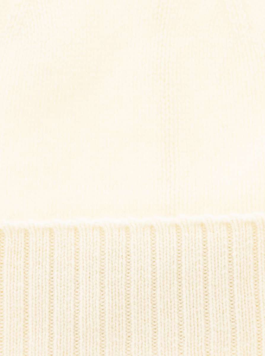 💕 Zwillingsherz Mütze "Gerippter Umschlag" 100 % Kaschmir Wollweiß