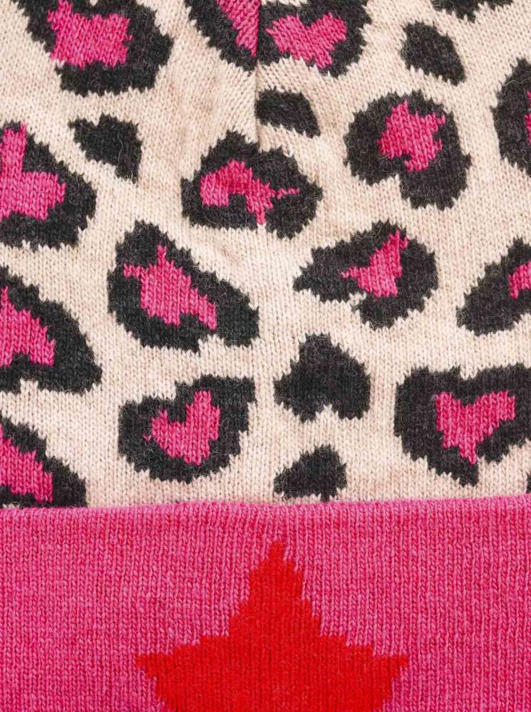 💕 Zwillingsherz Mütze "Leo Stern" Beige Pink