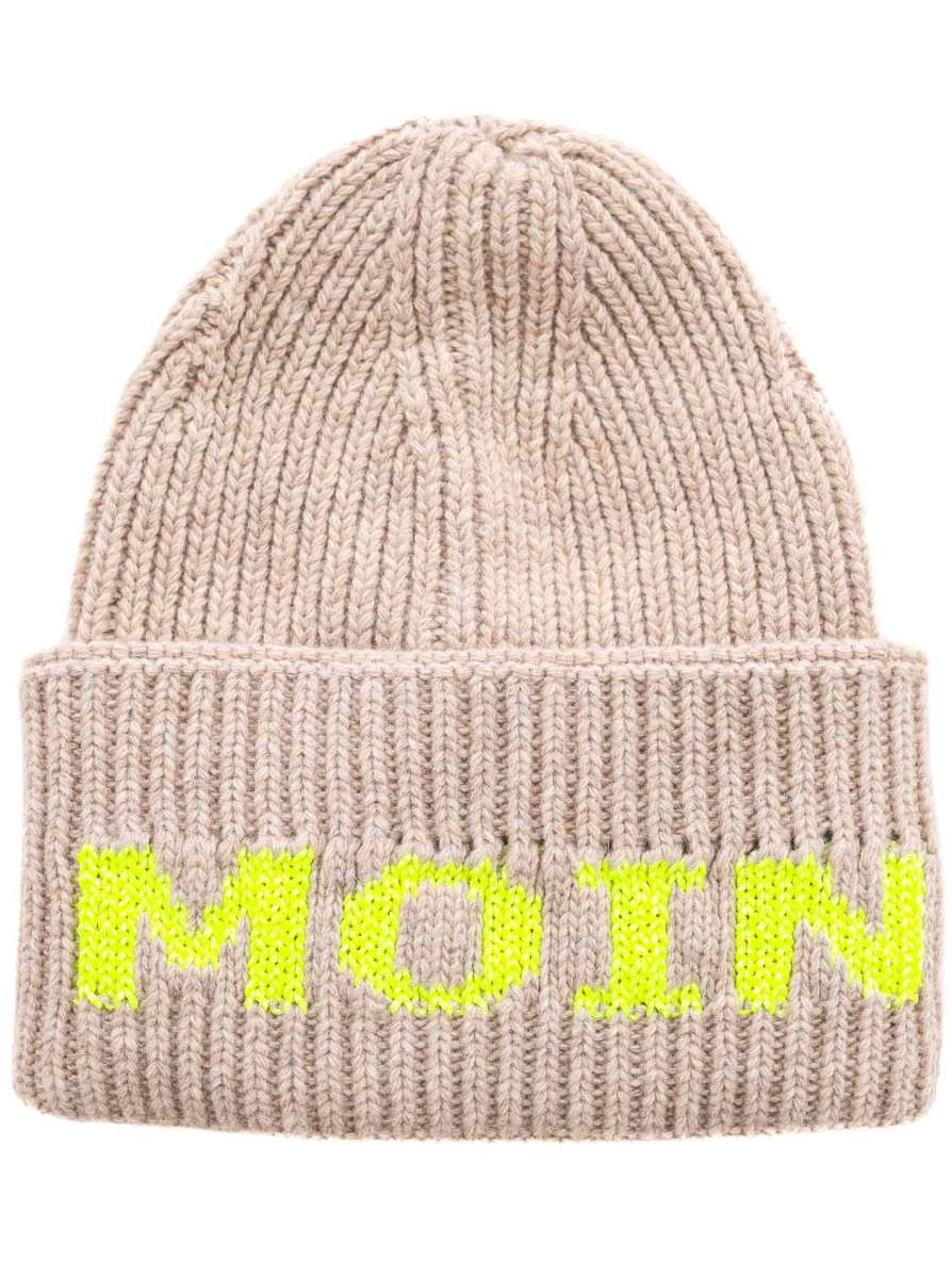 💕 Zwillingsherz Mütze "Neon Moin" Wolle Beige