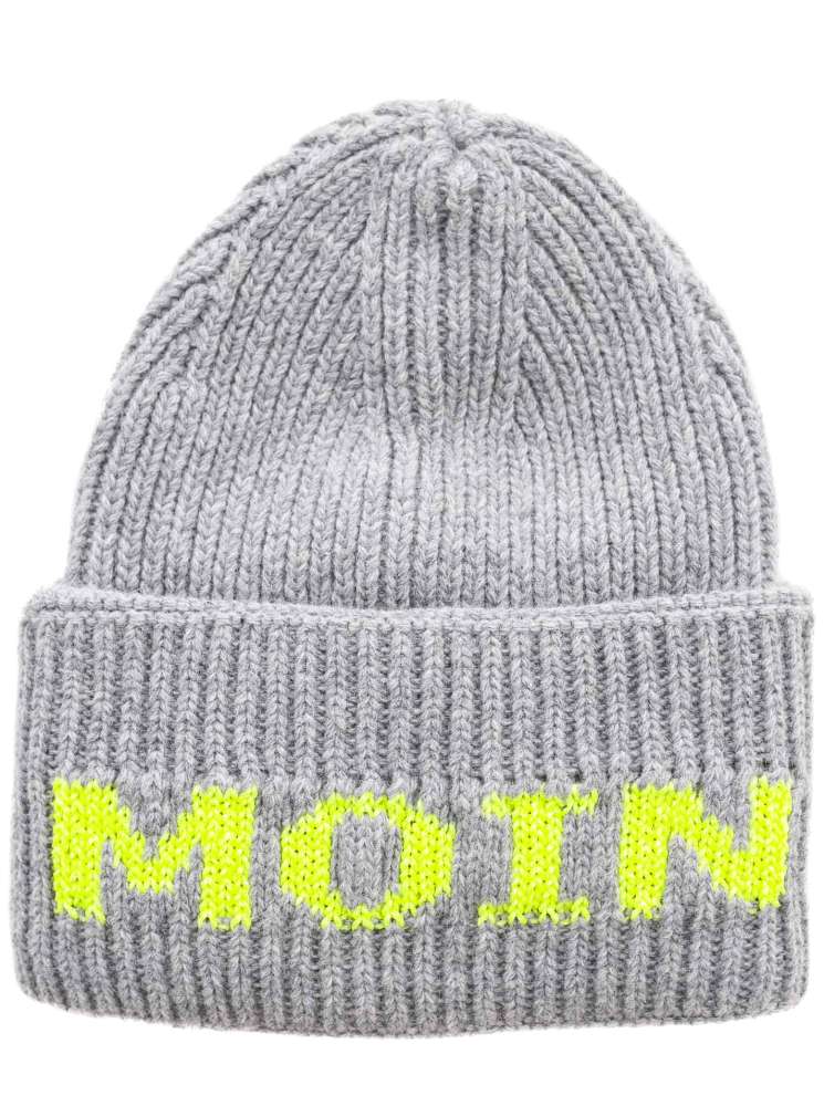 💕 Zwillingsherz Mütze "Neon Moin" Wolle Grau