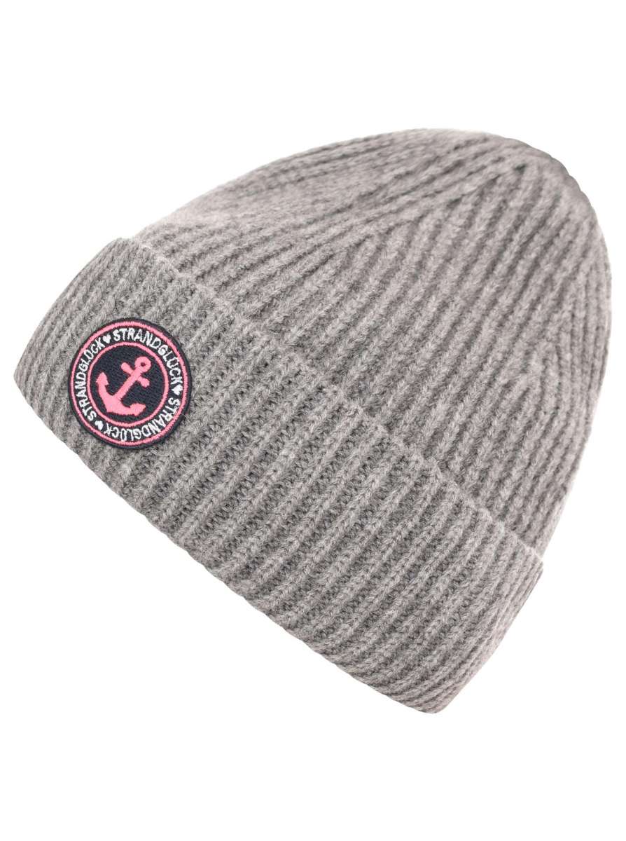 💕 Zwillingsherz Mütze "Anker & Strandglück" Dunkelgrau