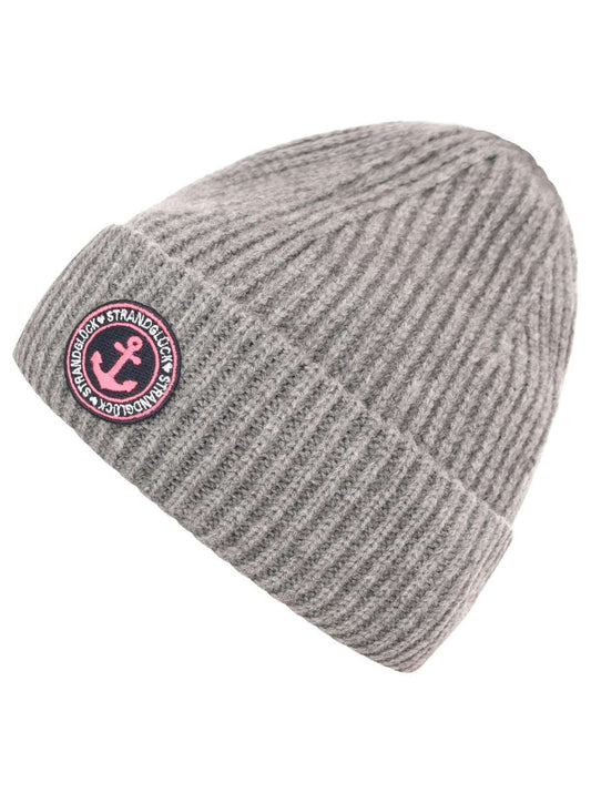 💕 Zwillingsherz Mütze "Anker & Strandglück" Dunkelgrau