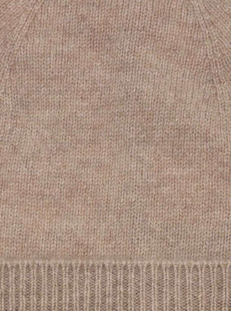 💕 Zwillingsherz Mütze "Ribbon Edge Beanie" 100 % Kaschmir Dunkelbeige