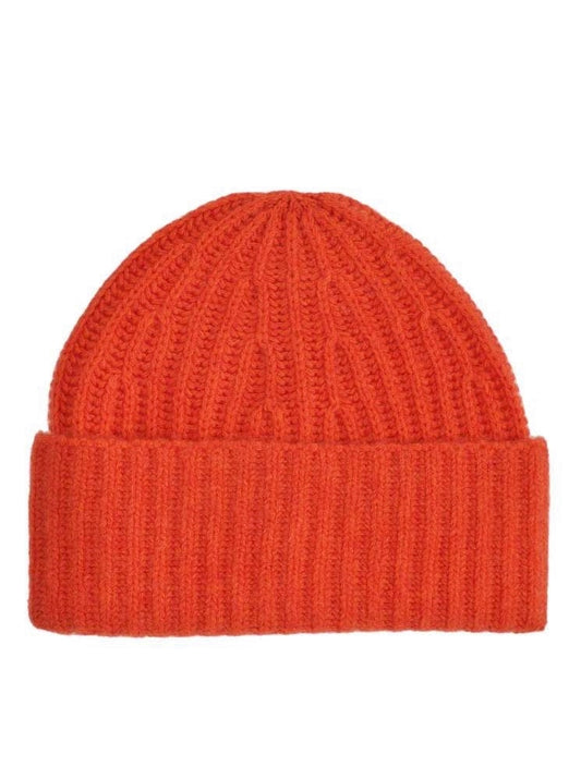 💕 Zwillingsherz Mütze Ribbon Beanie  Herren "Luxus" 100 % Kaschmir Gerippt Rost
