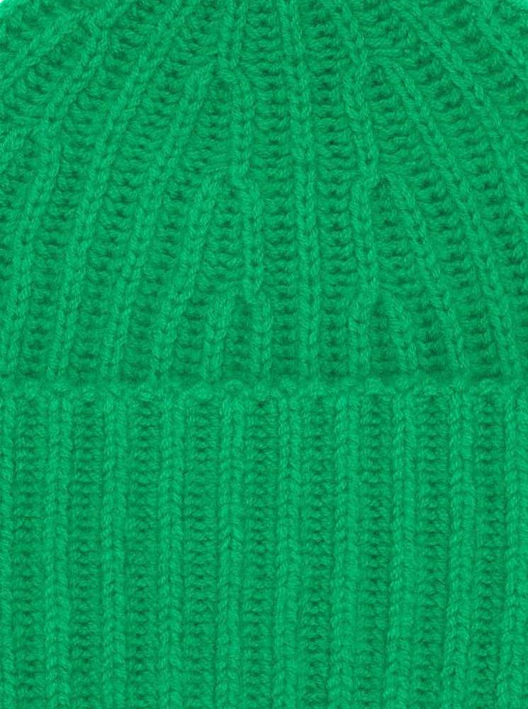💕 Zwillingsherz Mütze Ribbon Beanie "Luxus" 100 % Kaschmir Gerippt Grün