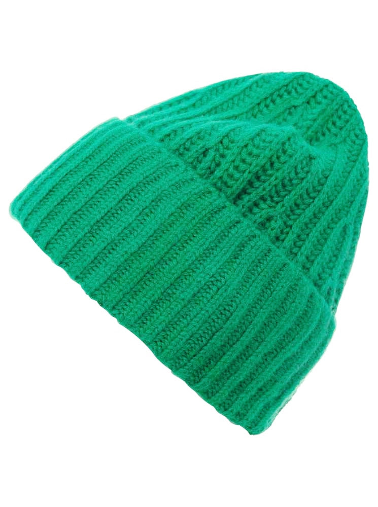💕 Zwillingsherz Mütze Ribbon Beanie "Luxus" 100 % Kaschmir Gerippt Grün