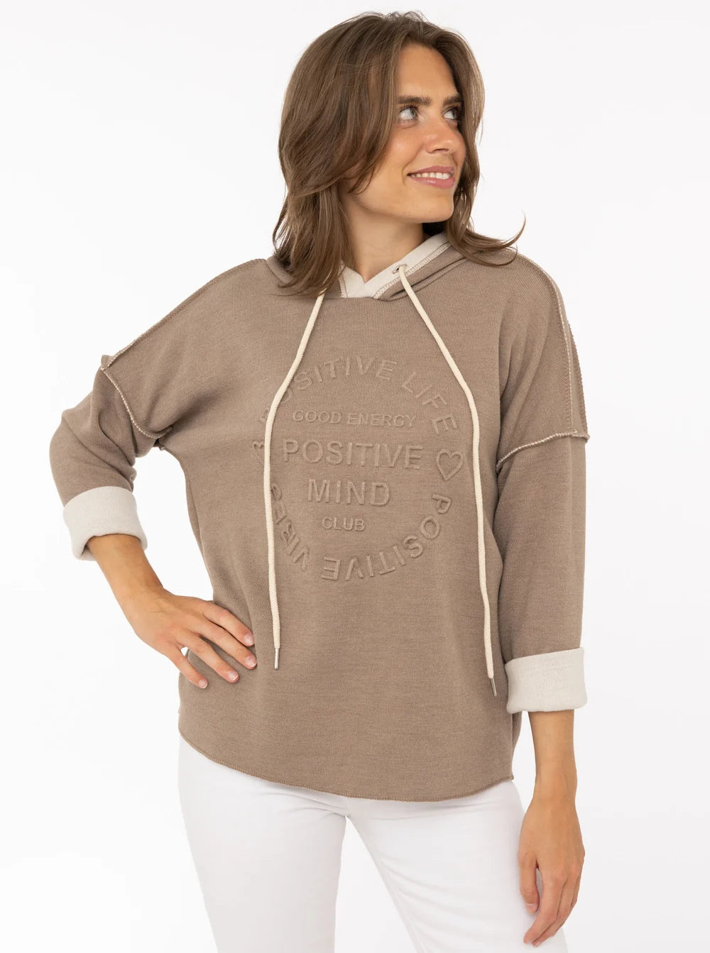 💕 Zwillingsherz Hoodie Double Face "Positive Mind" Stempeldruck
