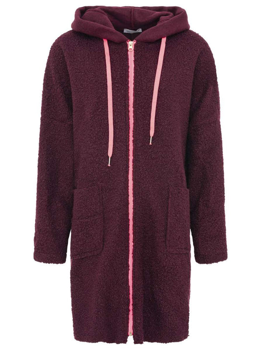 💕 Zwillingsherz Oversize Teddy Mantel "Neon" Bordaux