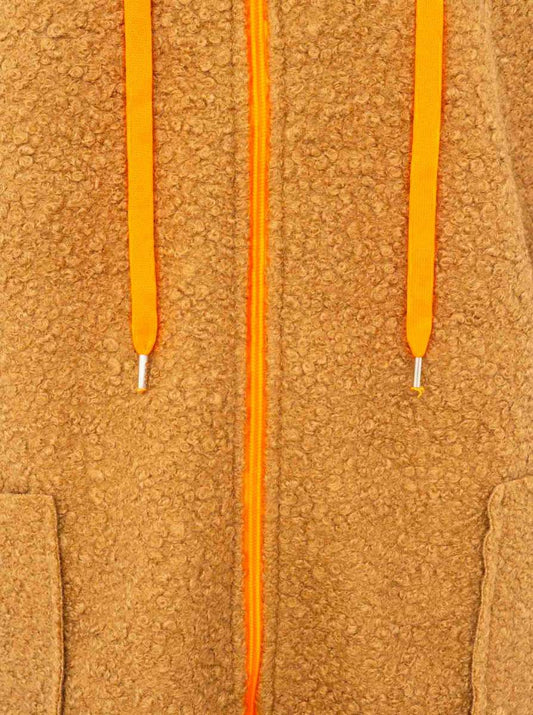 💕 Zwillingsherz Oversize Teddy Mantel "Neon" Camel
