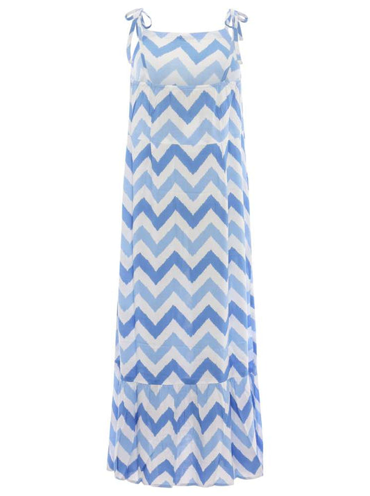 💕 Zwillingsherz Kleid Maxikleid "Zick Zack" Off Shoulder Blau
