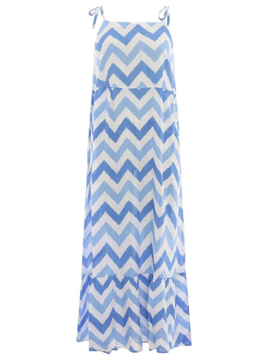 💕 Zwillingsherz Kleid Maxikleid "Zick Zack" Off Shoulder Blau
