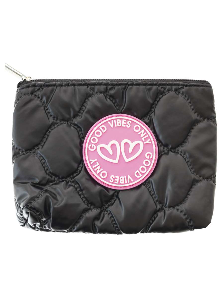 💕 Zwillingsherz Minibörse "Metallic & Patch" Geldbörse Portemonnaie Schwarz