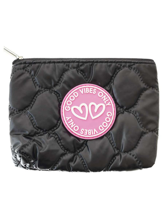💕 Zwillingsherz Minibörse "Metallic & Patch" Geldbörse Portemonnaie Schwarz
