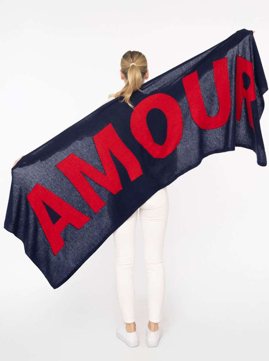💕 Zwillingsherz XXL Schal "Amour" 100 % Cashmere Kaschmir Navy