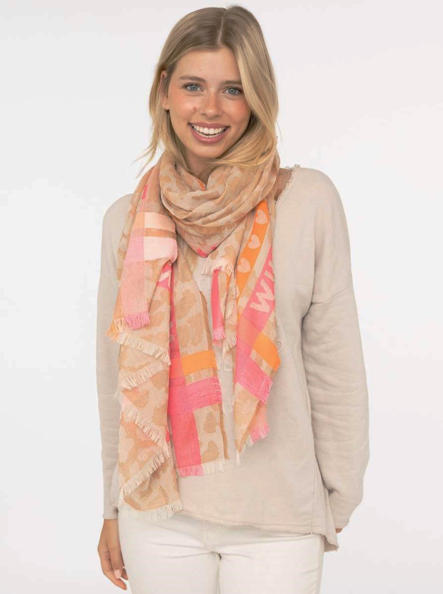 💕 Zwillingsherz Schal "Wild Love" Baumwolle Beige