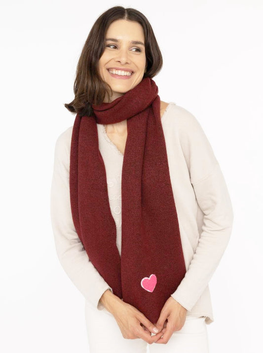 💕 Zwillingsherz Schal Strickschal Wollmix "Uni & Herz" Bordeaux