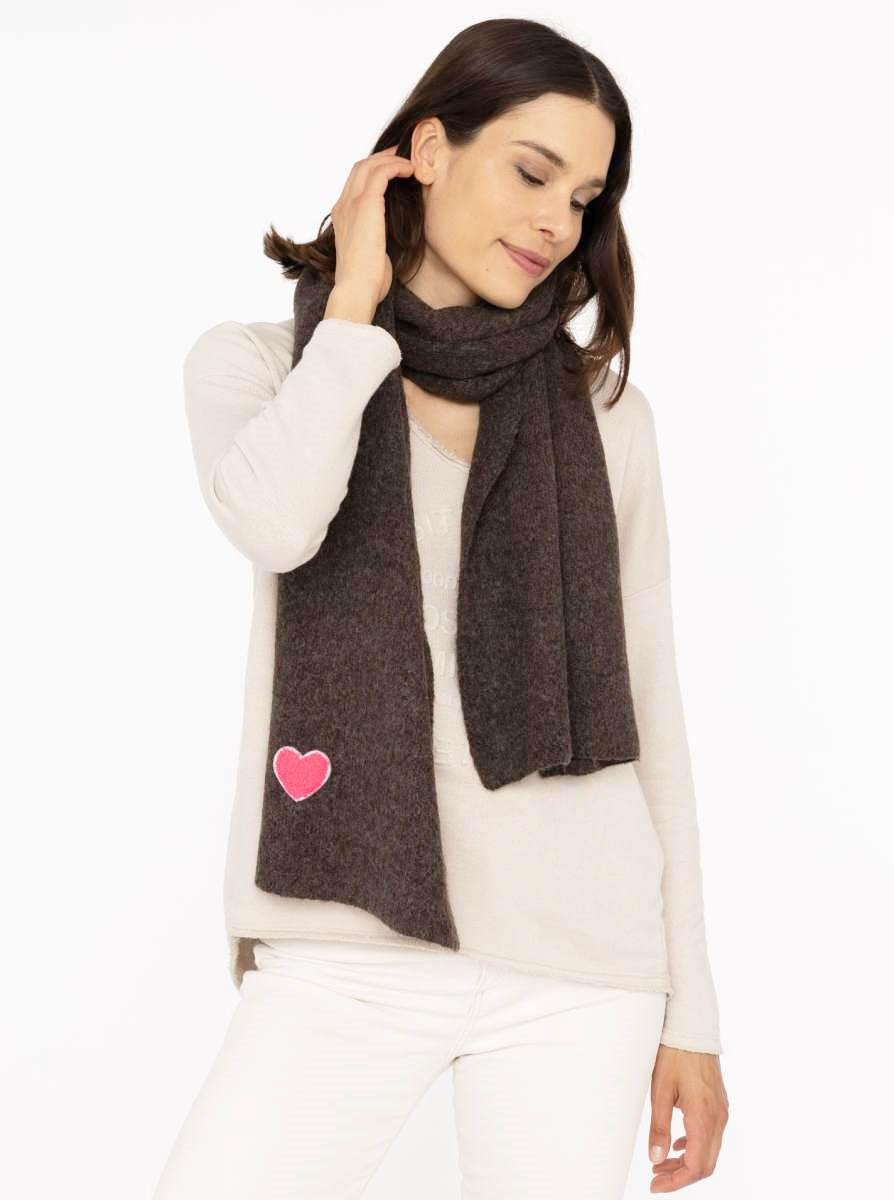 💕 Zwillingsherz Schal Strickschal Wollmix "Uni & Herz" Taupe