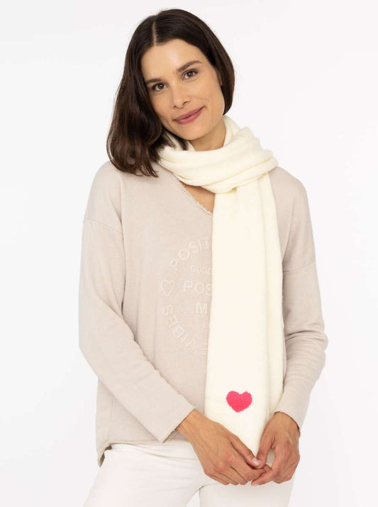 💕 Zwillingsherz Schal Strickschal Wollmix "Uni & Herz" Weiß