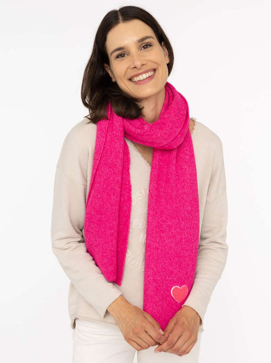 💕 Zwillingsherz Schal Strickschal Wollmix "Uni & Herz" Neonpink