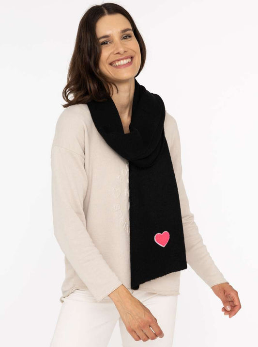 💕 Zwillingsherz Schal Strickschal Wollmix "Uni & Herz" Schwarz