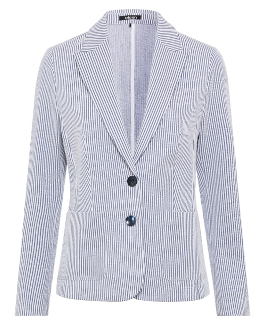 Olsen Blazer Streifen Blau Weiß Indigo Denim