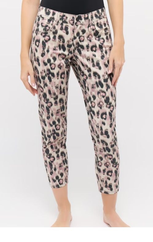 Angels Jeans Ornella mit Leo Print 5 Pocket verkürzt Antique Rose